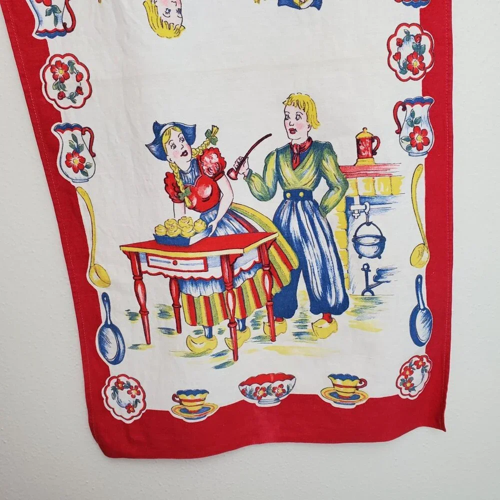 Dutch linen fold over tea towel, Dutch couple